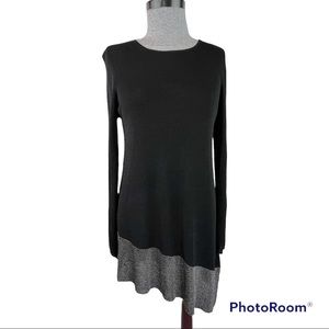 Eileen Fisher Asymmetrical Tunic Sweater Top M Black